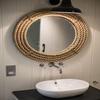 Wooden Rope Look Round Wall Mount Mirror Home Decoration, Living Room, Bedroom, Wall for Wash Basin