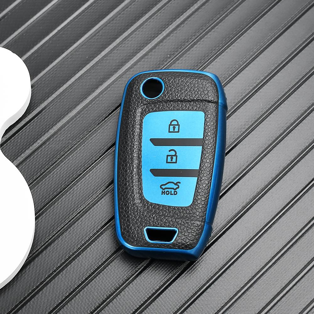 Leather TPU Shell Fob Car Flip Key Case Cover Holder For Hyundai I30 I35 I40 KONA Genesis Santa Fe Elantra Solaris Tucson Azera