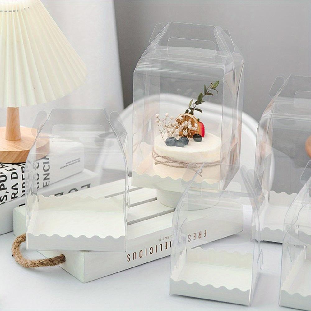 10pcs Clear Gift Boxes with Handles Transparent Cake Boxes Plastic Display Box Portable Single Cake Containers Party Favors Boxes Clear Cake Box