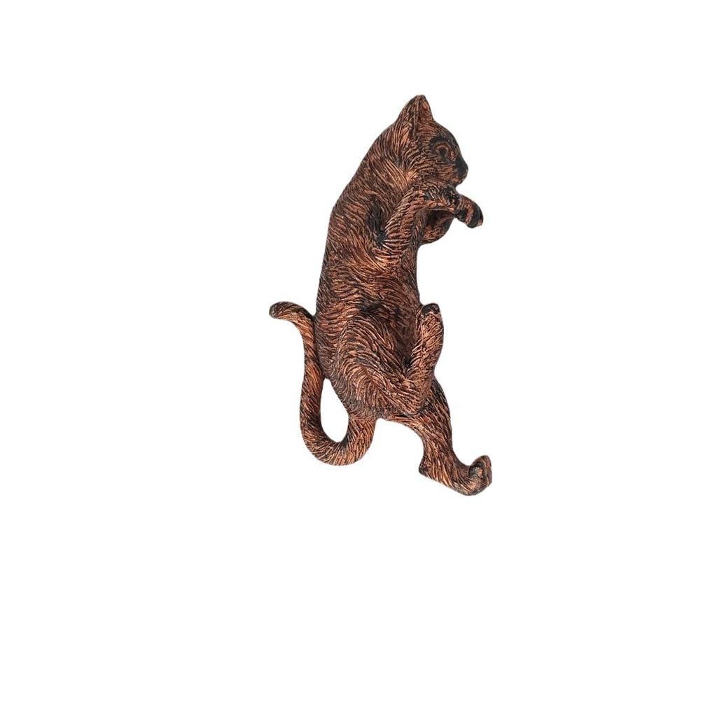 Creative imitation copper cat animal resin statue, suitable for home balcony garden flower pot garden decoration