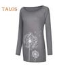 Tunique grande taille pour femme, imprimé pissenlit, chemise longue, col ras du cou, manches longues, pull-over, chemisier décontracté, coupe ample, pour le travail et la vie quotidienne