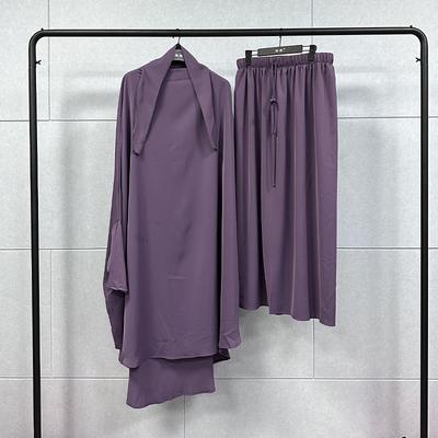 Muslimische Kleider für Frauen, einfarbig, Kopfbedeckung, Moschee, Fledermausärmel, Roben, Strickjacke, Ramadan