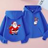 Christmas Gift Kids Printed Hooded Cardigan Fashion Boys and Girls' Shirt Spring and Autumn Casual Sports Shirt