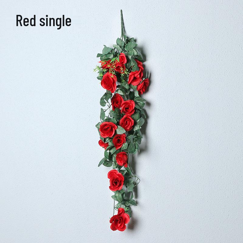 Decorazione con Rampicante di Rose da Appendere a Parete per Interni - Cesto di Fiori Artificiali per Soggiorno