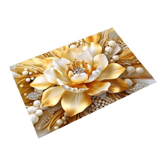 Floor Mat 3D Flower Pattern Non-Slip Rubber Backing Absorbent Quick-Drying Rug Bathroom Kitchen Laundry