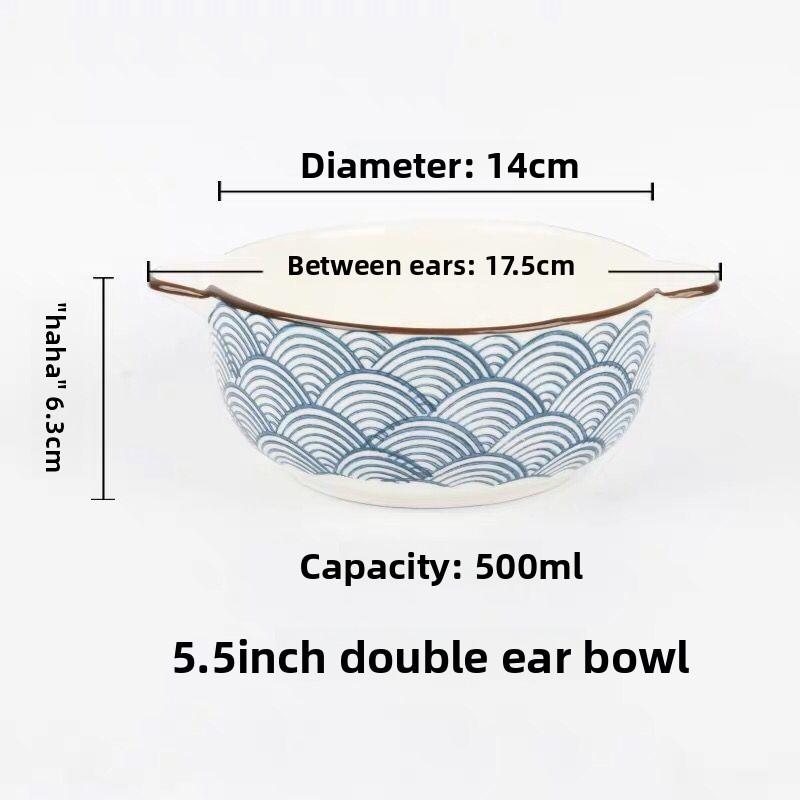 

Japanese Ceramic Soup Pot with Double Handles Large Capacity Under Glaze Home Use Tableware Set