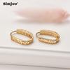 SIMJOO Fashion Zircon Earrings Temperament Hollow Out Flower Earrings