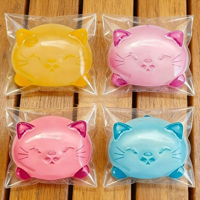 Kawaii Transparante Lachende Kat Squishy Zacht TPR Knijpspeelgoed Stressverlichting Fidget Speelgoed Cartoon Kat Sensorisch Decompressie Kinder Cadeau