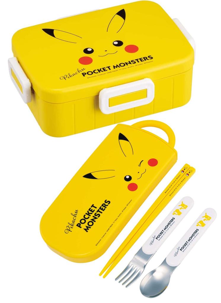 Skater Cutlery Lunch Made In Sliding Name Stickers Trio Pokemon Pikachu 23 for Boys and Children's Set, Box, Chopsticks, Spoon, Fork, Japan, Cutlery,
