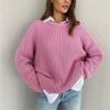 Solid Color, Round Neck, Thick Sweater, Women's, Autumn and Winter New Products, Loose Fitting, Long Sleeved, Pullover Knitted Sweater