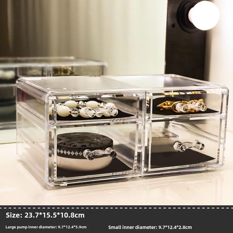 Clear Acrylic Jewelry and Skincare Organizer - Dustproof, Extra Large Storage with Drawers