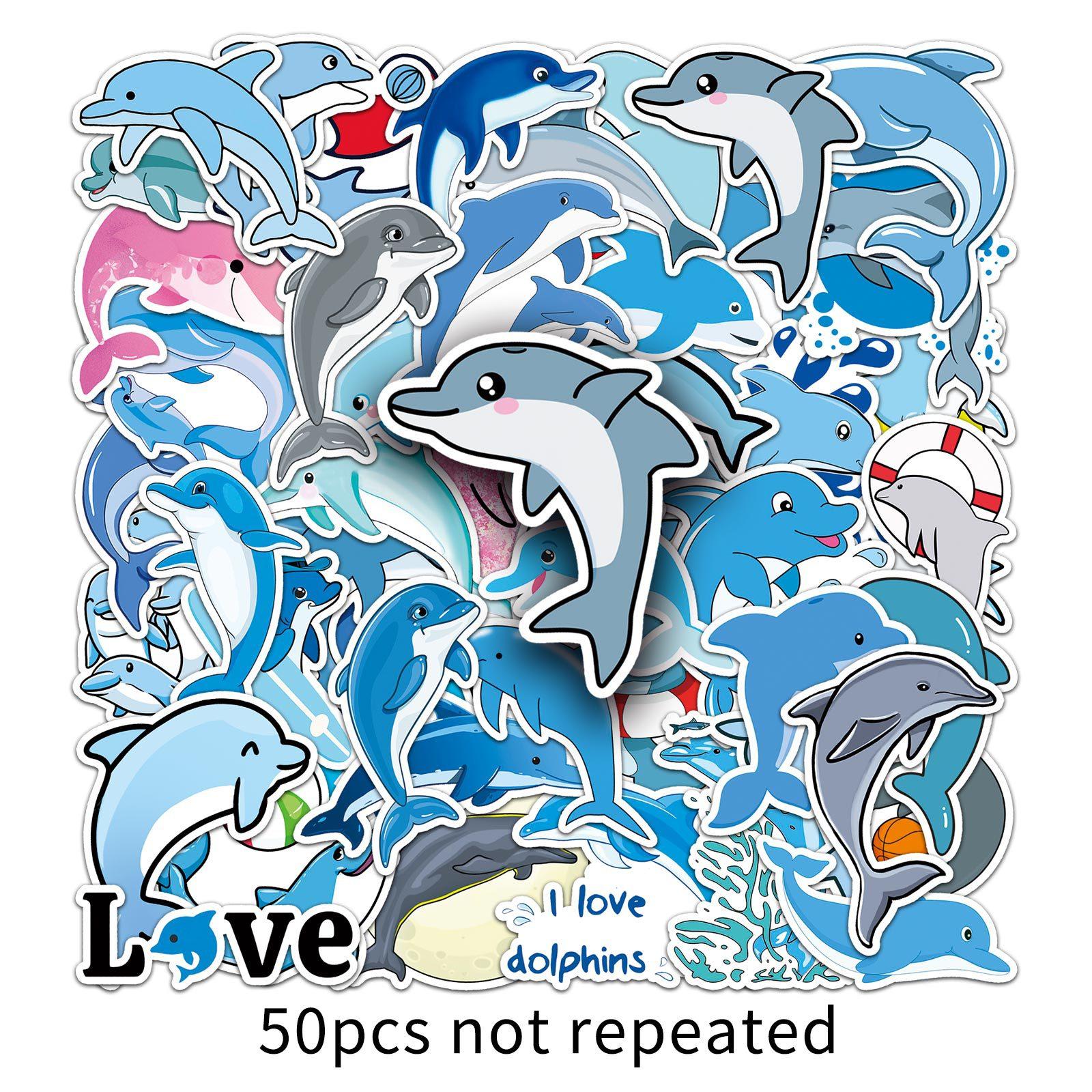 

50 Наклейки с дельфинами, морская жизнь, детские награды, сделай сам, скейтборд, чехол для мобильного телефона, наклейки для чемодана, водонепроницаемые