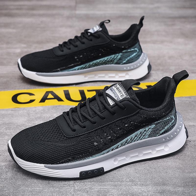 

2025 autumn new breathable fly-woven casual shoes fashion trend versatile men s shoes Korean version mesh sports shoes 39 чёрный