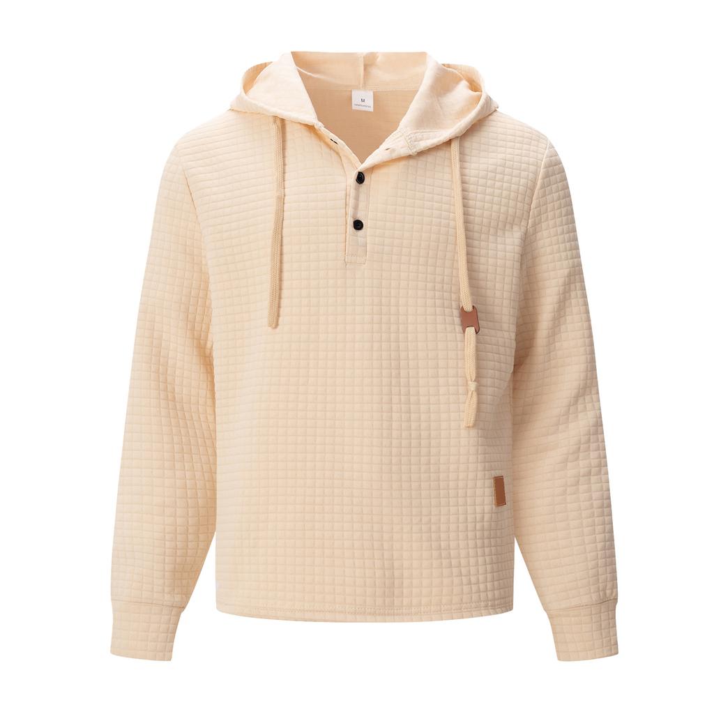 Men's Small Plaid Sweatshirt Long Sleeve Hoodie Solid Color Hooded Sweatshirt