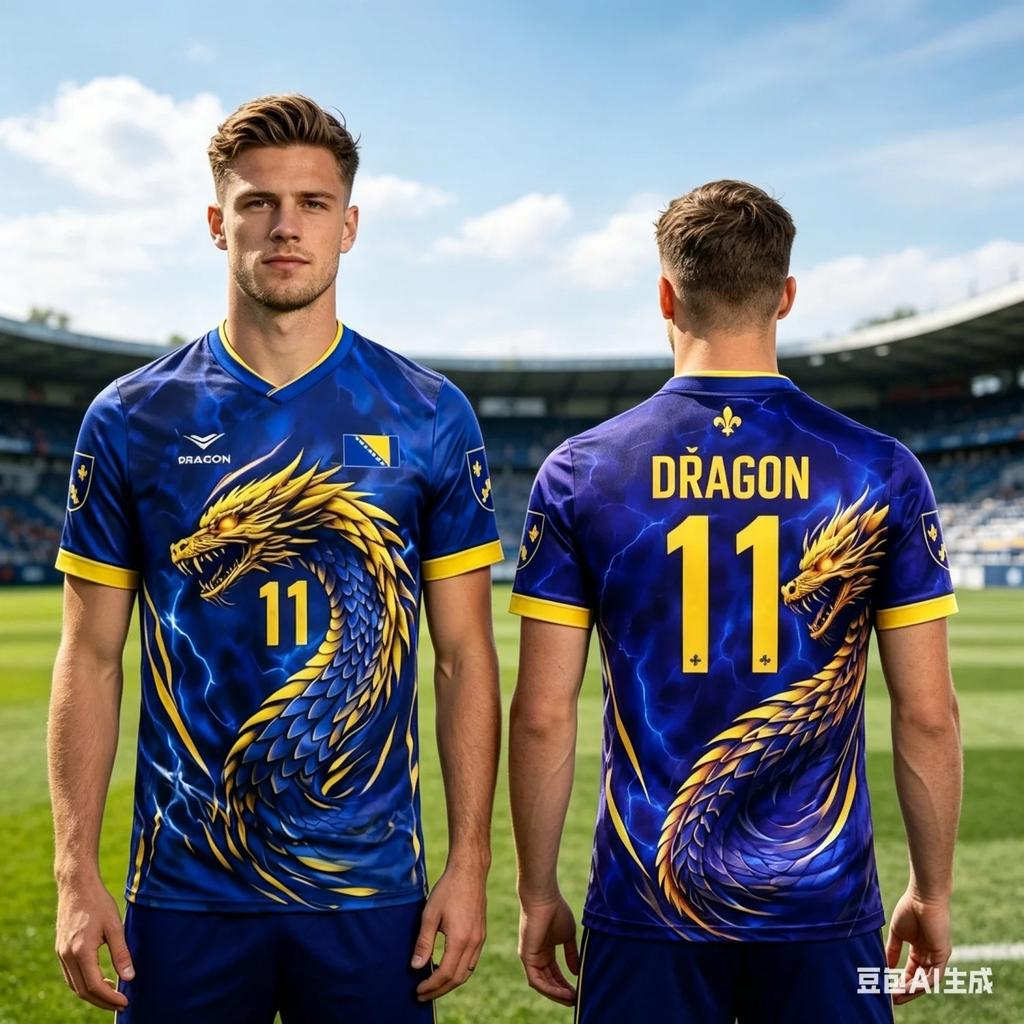 Bosna a Hercegovina Fotbalový dres s kulatým výstřihem, Tričko pro fotbalové fanoušky, Děti Mládež Muži Ženy, Vhodné pro venkovní aktivity a každodenní nošení