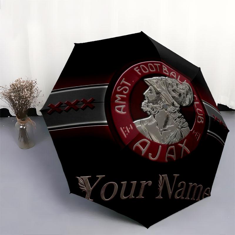 1 PC Automatic Folding Umbrella - AFC Ajax Custom Name Pattern, Portable & Foldable Design with 8 Ribs, Christmas Birthday Gifts