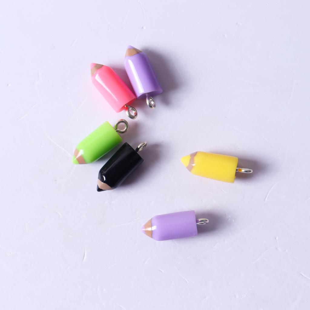 20Pcs Colorful Pencil Charms Resin Pencil Shape Charms Pendants Diy Keychain Earrings For Jewelry Making Accessories