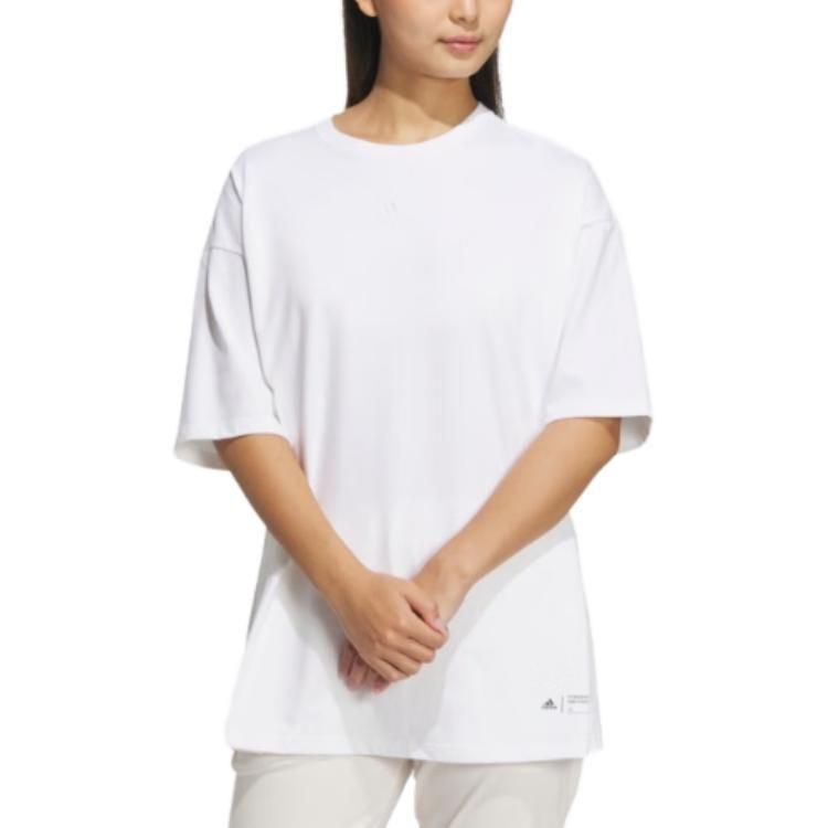 Adidas T Shirts Women's White Crew Neck Moderate Straight Fit IP3960