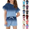 Girls' Summer Outfit Ruffle Sleeve Top And Shorts Clothing Set Lightweight Casual Two Piece
