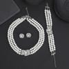 Exaggerated Jewelry Set Multi-row Pearl Rhinestone Necklace Bracelet Earrings Flower Wedding Bride Wedding Accessories