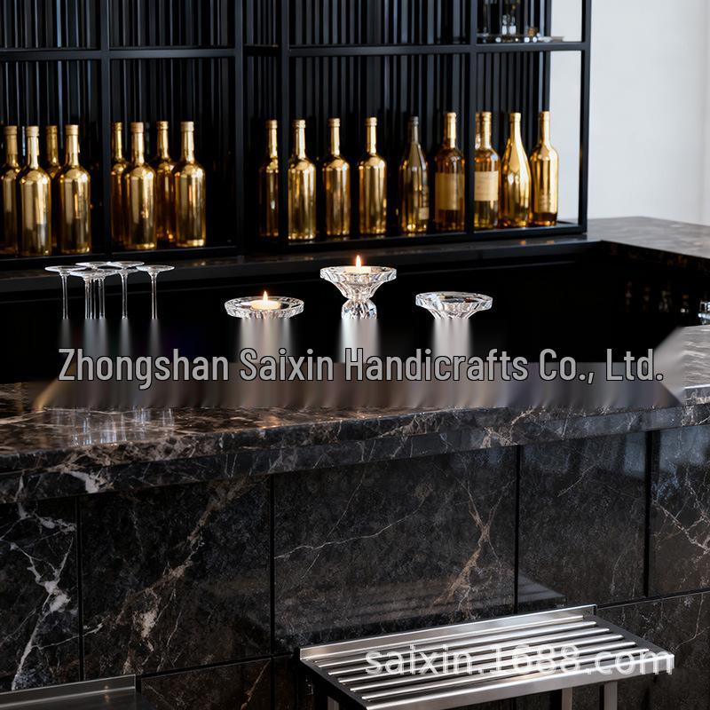 Electroplated Iron Three-Headed Crystal Candlestick - Hotel Window or Wedding Decoration. Gold Color