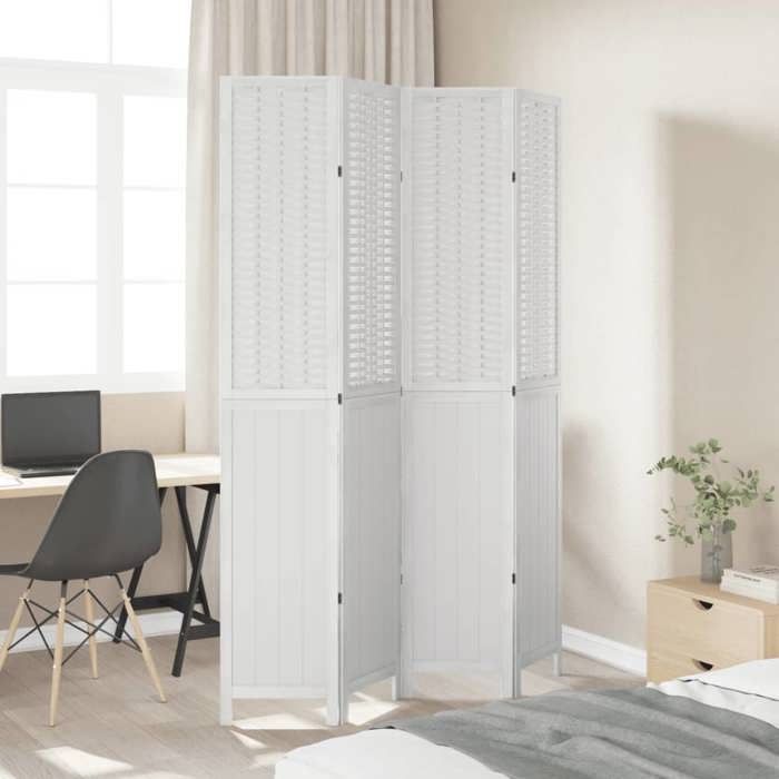 VidaXL Room Divider 4 Panels, Room Separator, Privacy Screen, Living Room Bedroom Screen, White Wood 358724
