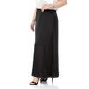 Women's Plus Size Flared Satin Long Black Skirt with Elastic Waist Back