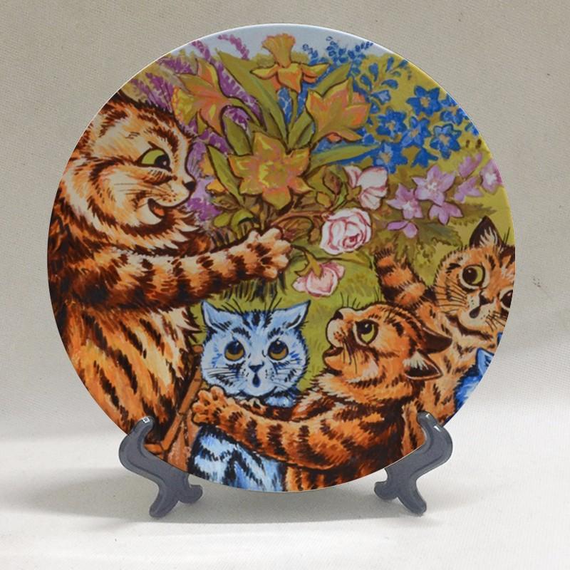 

Луи Уэйн Антропоморфные кошки Калейдоскоп Коты Настенная декоративная подвесная тарелка Художественное керамическое ремесло Фоновое украшение 10 inches(25cm)