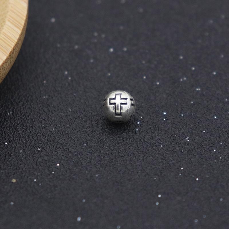 100 peças Contas Redondas de Crucifixo para Colar de Oração, Artesanato para Fazer Pulseiras Construção em Liga Durabilidade Longa