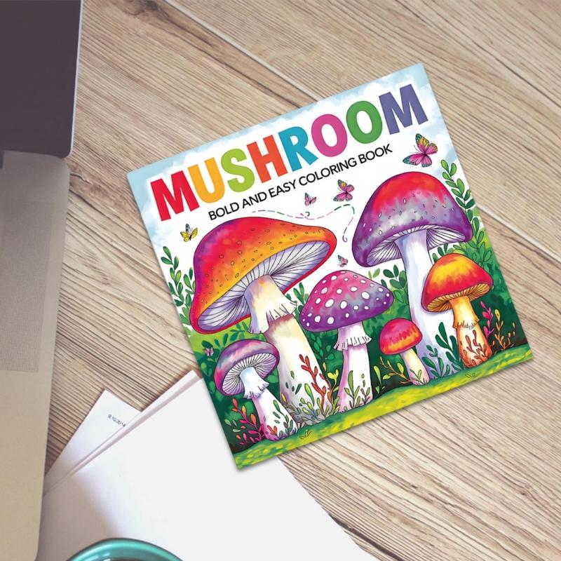 Big Coloring Book for Children Toddler Cartoon Mushroom Coloring Book Animal Dinosaur Coloring Book for Kids 21X21cm