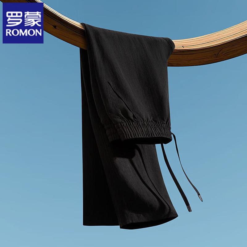 ROMON Men s Summer Lyocell Linen Blend Straight-Leg Casual Trousers XXXL