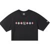 New Era Ethnic Totem Print Letter T-Shirt Unisex Tops Black 12870552