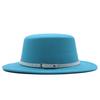 Hat Women's Woolen Top Hat Autumn and Winter Solid Color Retro Gentleman British Style Flat Top Belt Accessories Felt Hat
