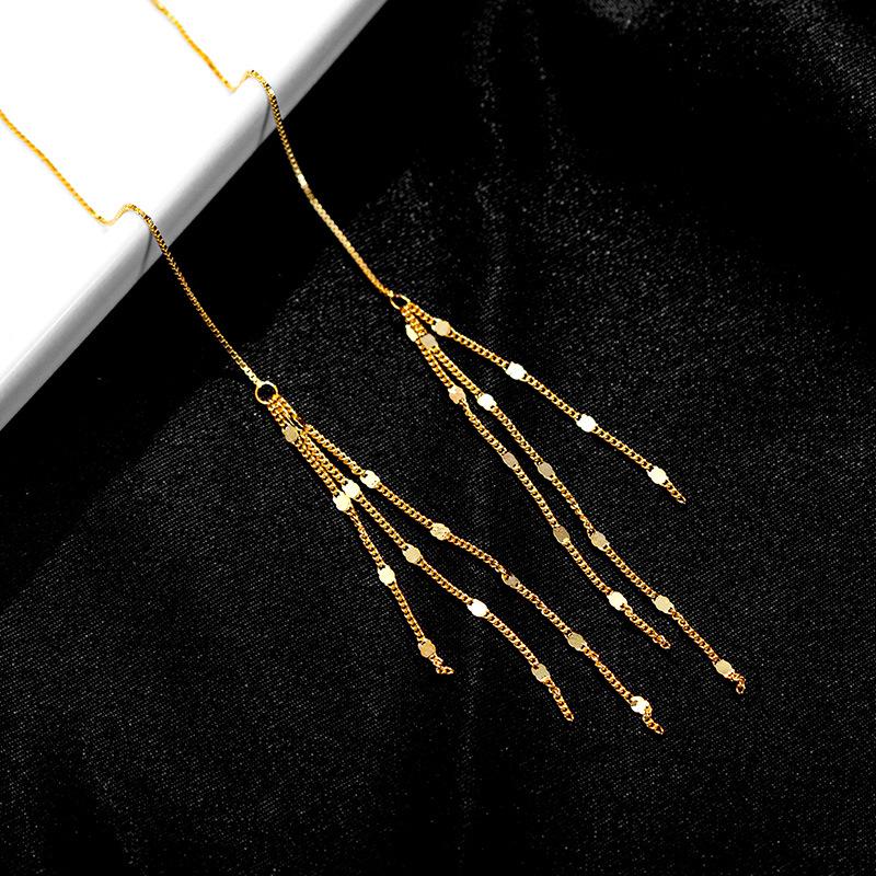 Banyan Tree S925 Silver Korean Tassel Earrings - Elegant Long Sequin Design for Women