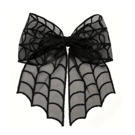Women Hair Clip Strong Grip Non-Slip Design Punk Style Bats Spider Webs Pattern Hair Pin Halloween Hair Accessories
