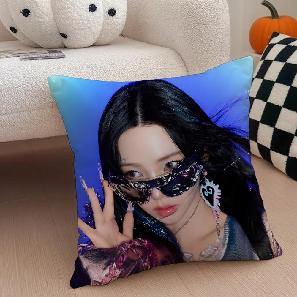 Elegant Korean Beautiful Singer KKarina Cushion Cover Throw Pillow Cover Hidden Button Durable Polyester Chair Cushion