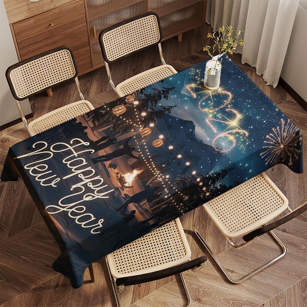Christmas Floral Pattern Tablecloth Restaurant Kitchen Tablecloth Living Room Home Decoration Rectangular Party Decoration