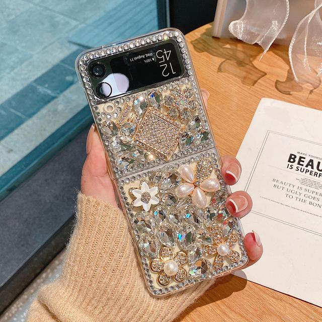 

Роскошный блестящий чехол для телефона со стразами для Samsung Galaxy Z Flip 3, портативный браслет «сделай сам», чехол с бриллиантами для Galaxy Z Flip 4 For Samsung Z Flip 3