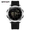 SANDA 9064 Silicone Strap Men's Electronic Digital Watch Sport Outdoor Multifunctional 50M Waterproof Male Wristwatch