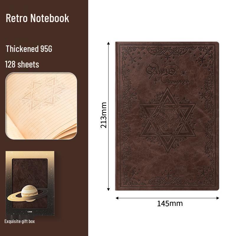 

Retro A5 Lined Notebook with Six-Pointed Star Design - Customizable & Creative