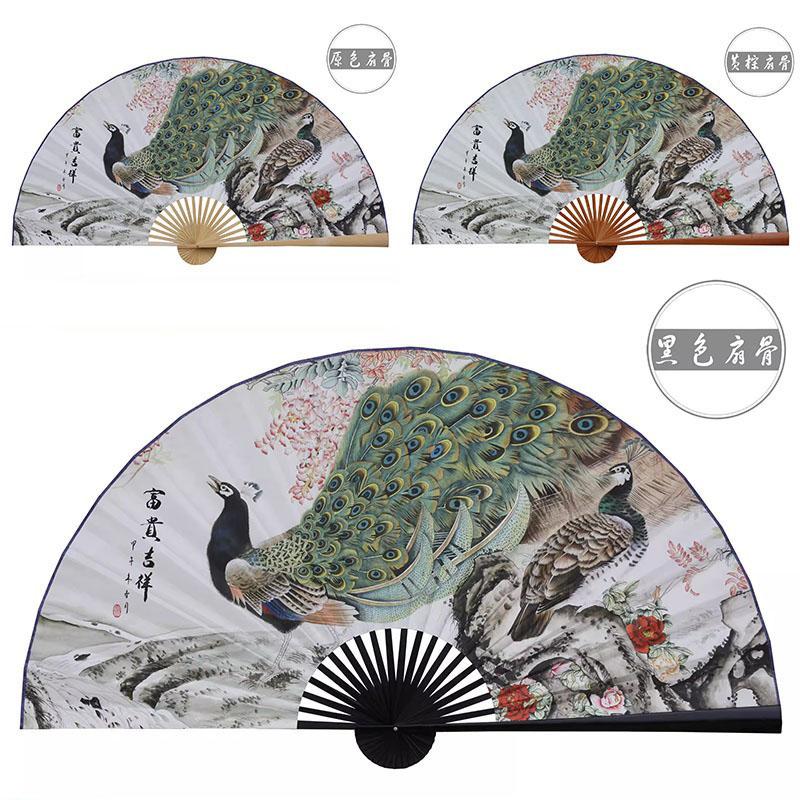 50x88cm Große Blumen Vögel Papierfächer Wandbehang Dekorativen Faltfächer Büroflur Zuhause Wohnzimmer Dekorativer Fächer