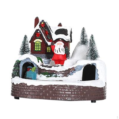 Festliche Weihnachtshausfigur mit rotierendem Zug