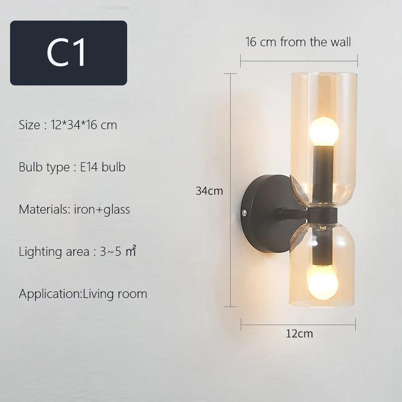 Glass Modern Wall Lamp Fixtures Creative Bedroom Bedside LED Wall Decor Sconce Light Lighting for Bedroom Living Room Home Decor