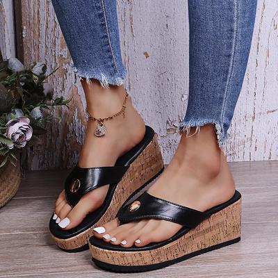Cross-border European and American Thick-soled Toe Round Head Fashionable Outer Wear Flip-flops, Lightweight and Large-size Trade Women's Shoes