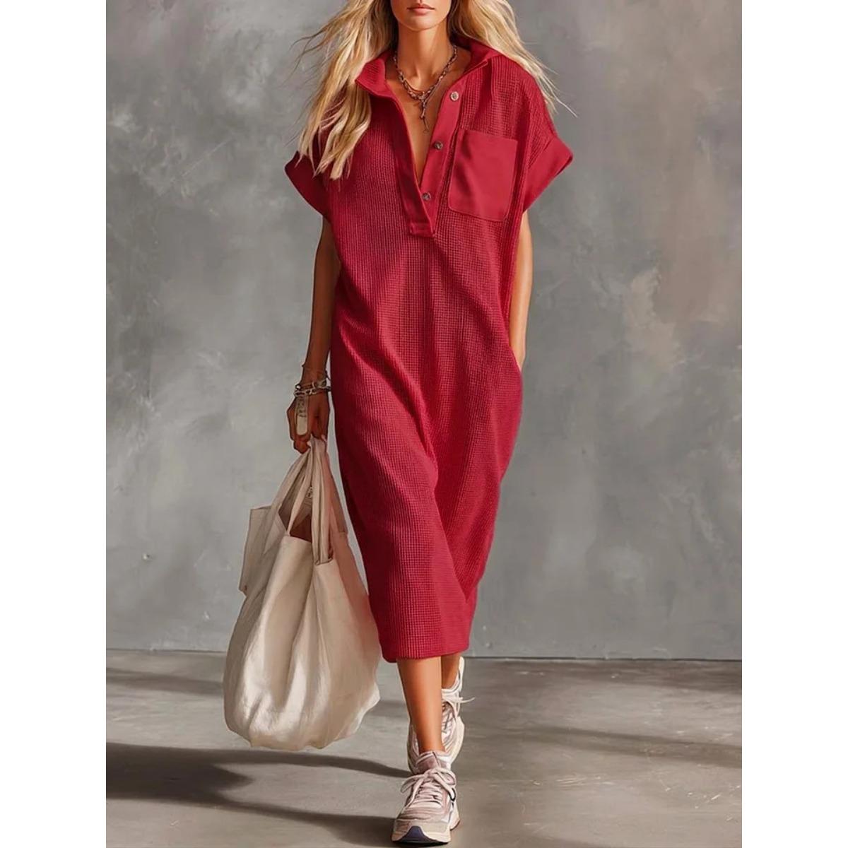 Spring Summer New Women s Casual Fashion Short Sleeve Dress S красный