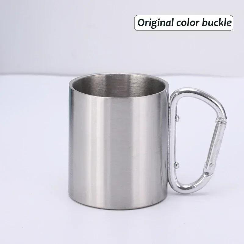 

Outdoor Camping Mug with Carabiner Handle, Stainless Steel Cup, Travel Coffee Tea Mug, Cookware Set, 200ml 150-200ml