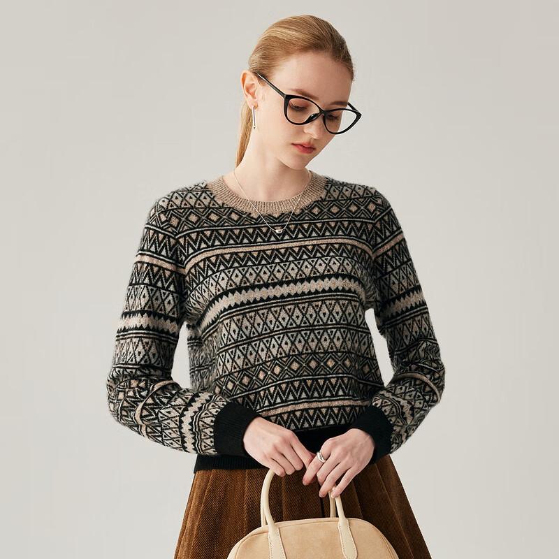 Zhaojun Women's Thick Fair Isle Cashmere Knit Sweater