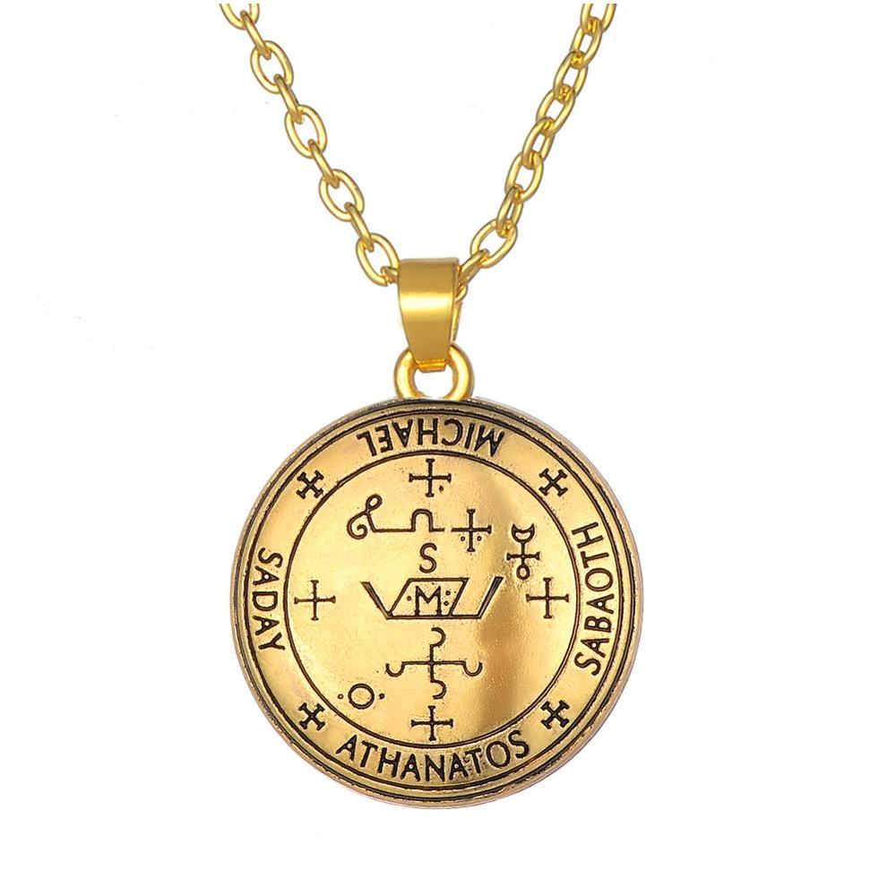 Teamer Wicca Round Necklace Men Norse Viking Runes Tree of Life Seal Pendants Wax Cord Link Chain Men's Necklace Jewelry Gifts