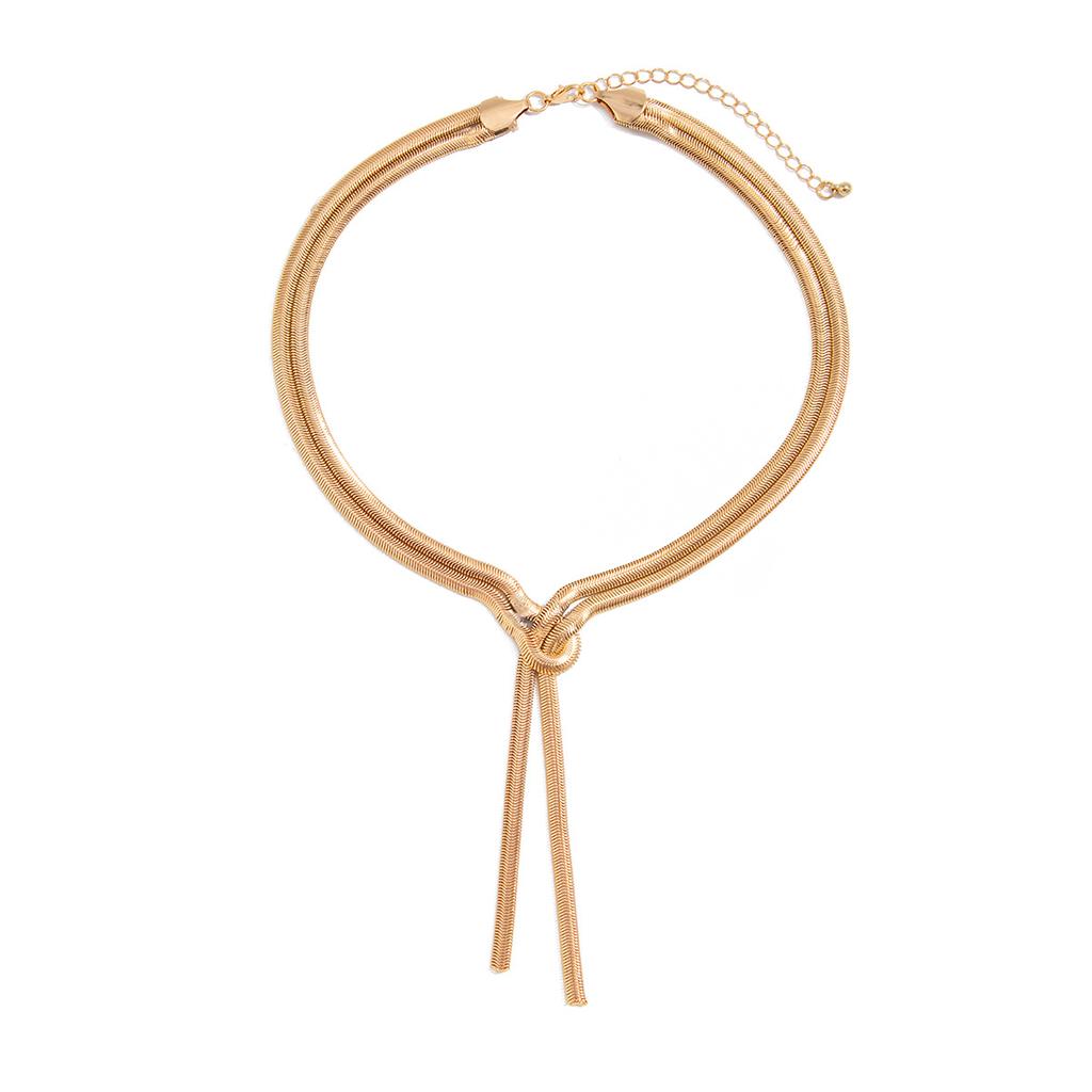 Hip-Hop Style Woven Snake Bone Chain Necklace Female, Cold Wind Metal Knotted Chain Collarbone Necklace