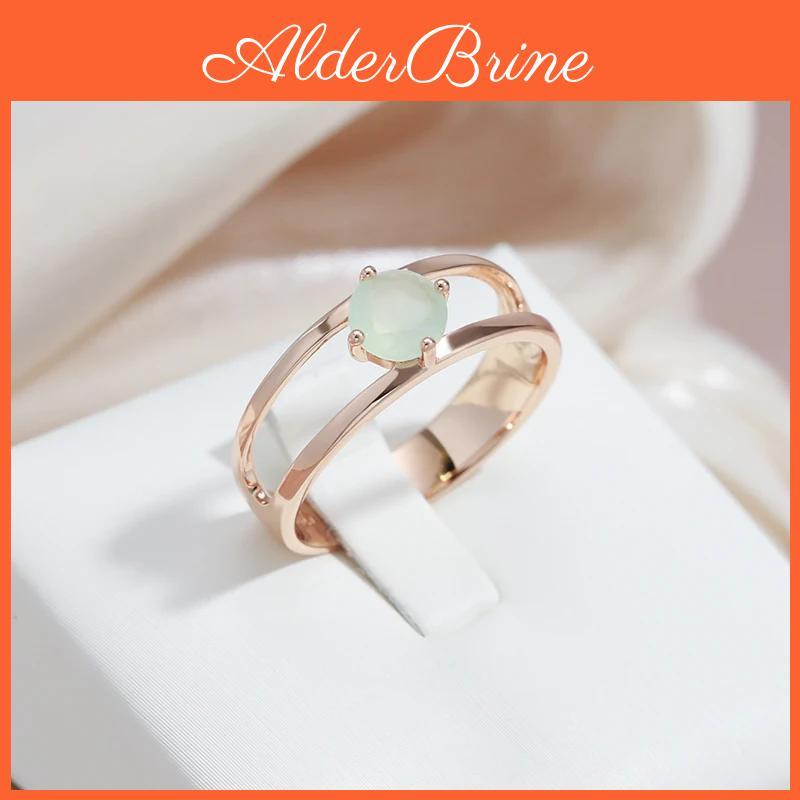 Simple Ring Light Green Zircon For Women Rose Gold Color Wedding Engagement Fine Jewelry